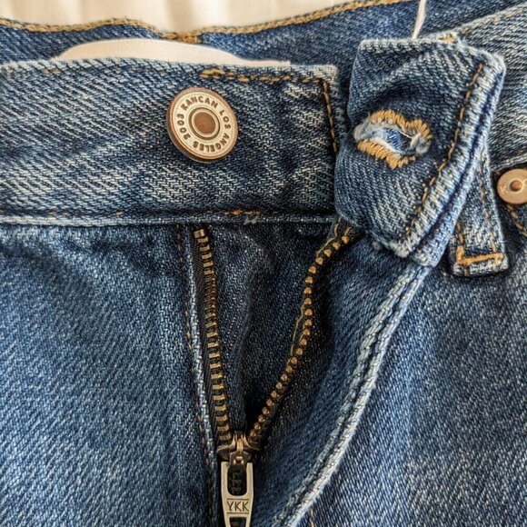 Kancan Medora 90's Straight leg Jeans Women 7/27 Hi-Rise Denim Raw Slit Leg Hem - Picture 13 of 16